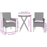  3-dijelni bistro set s jastucima bež od poliratana i stakla | shoptok.hr
