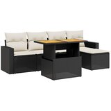  6-dijelni set vrtnih sofa s jastucima crni od poliratana | shoptok.hr