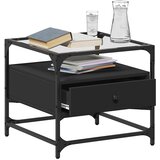  Stolić za kavu sa staklenom površinom crni 50x50x45 cm čelični | shoptok.hr