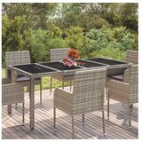  Vrtni stol sa staklenom pločom sivi 190x90x75 cm od poliratana | shoptok.hr