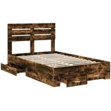  Krevetna konstrukcija s ladicama Dimljeni hrast 120 x 200 cm Smeđa 206 x 123 x 100 cm | shoptok.hr