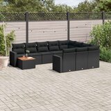  11-dijelni set vrtnih sofa od poliratana s jastucima crni Cijene