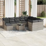 vidaXL 11-dijelni set vrtnih sofa poliratan s jastucima svijetlosivi Cijene