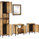  4-dijelni set kupaonskog namještaja od željeza i drva manga | shoptok.hr
