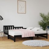  Dnevni ležaj na izvlačenje crni 2x (80x200) cm masivna borovina Cijene