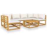  3057653 7 Piece Garden Lounge Set with Cushion Cream Solid Acacia Wood (2x311857+311859+311863) | shoptok.hr