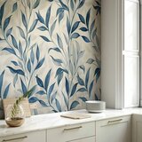  Foto tapeta - Leaves in Blue Colors Delicate Botanical Motif 500x350 Vodootporna | shoptok.hr