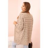 Kesi Włoski Women's openwork cardigan with pockets fango | shoptok.hr