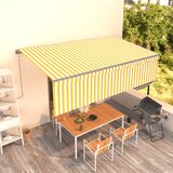 vidaXL avtomatsko zložljiva tenda s senčilom 5x3 m rumena in bela | Shoptok.si