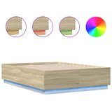  Okvir za krevet s LED svjetlima boja hrasta 140 x 190 cm drveni | Eponuda.ba