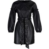 Trendyol Limited Edition Black Faux Leather Dress Cene
