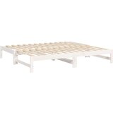 Izvlečna dnevna postelja bela 2x(90x190) cm trdna borovina, (20726054) | Shoptok.si