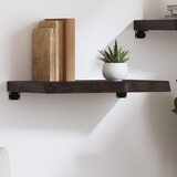  Zidna polica tamnosmeđa 60x30x(2-6) cm od obrađene hrastovine Slike
