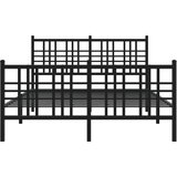 vidaXL Kovinski posteljni okvir z vzglavjem in vznožjem črn 120x190 cm | Shoptok.si