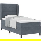 vidaXL Postelja z vzmetnico Temno siva 90x200 cm Žamet | Shoptok.si