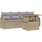  Garnitura za vrt od 5 dijelova s jastučićima Bež poliratan Dvosjedna vrtna sofa s odlaganjem i jastučićima Bež poliratan | shoptok.hr