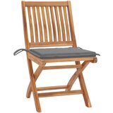 Maison Chic Vrtni stoli - Stol za vrt 2 kosa s sivimi blazinami trdna tikovina JS1278, (21878580) | Shoptok.si