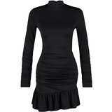 Trendyol Black Fitted Evening Dress with Ruffles Cijene