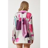  Women's Pink Bone Patterned Satin Surface Shirt | Shoptok.si