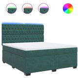 vidaXL Box spring postelja z vzmetnico temno zelena 180x200 cm žamet, (21305036) | Shoptok.si