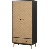 HOMCOM Lesena garderobna omara z dvema vratoma, 4 predali, 2 predaloma in obešalnikom za oblačila, temno siva, 90x50x190 cm, (20745339) Cene
