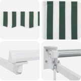 vidaXL ročna retraktibilna tenda z zelenimi in belimi črtami 350x250 cm, zamenjava tkanine za okvir 3.5x2.5 m z zelenimi in belimi črtami | Shoptok.si