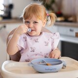 BabyOno Silikonska posuda tri odjeljka s poklopcem, plava | shoptok.hr