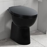 vidaXL Visoka WC školjka brez roba počasno zapiranje 7 cm višja črna Cene