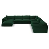 Mazzini Sofas Temno zelena žametna kotna sedežna garnitura v obliki črke "U" (desni kot) Vanda – | Shoptok.si