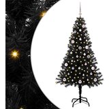 vidaXL Božično drevo med 150 LED z stojalom Črna 150 cm PVC | Shoptok.si