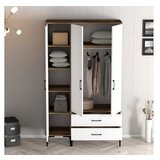 Hanah home kumsal rt - walnut, white walnutwhite wardrobe | Eponuda.com