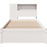 vidaXL Krevet s regalom za knjige bez madraca bijeli 90x200cm borovina | shoptok.hr