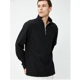 Koton Half-Zip Sweater Standing Collar Textured Long Sleeves