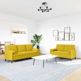 2-dijelni set sofa s jastucima žuti baršunasti | shoptok.hr