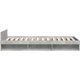 vidaXL Posteljni okvir s predalom beton. siv 90x190 cm inženirski les | Shoptok.si