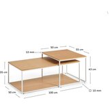 Kave Home Mizice v kompletu 2 ks z mizno ploščo v hrastovem dekorju v svetli naravni barvi 50x100 cm Yoana – | Shoptok.si
