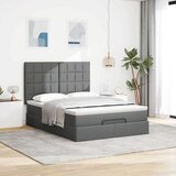 vidaXL Otomanski posteljni okvir z vzmetnico siv 140x190 cm blago | Shoptok.si