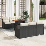 vidaXL 7-delni set kavčev za vrt z blazinami črna poli ratan akacija | Shoptok.si