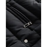 Ombre Men's lightweight jacket of combined materials with hood and decorative quilting - black | Shoptok.si