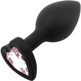 Sunfo - silikonski analni dildo s srčastim kamnom (črno-roza) | Shoptok.si