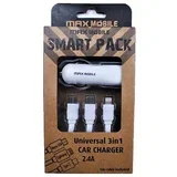 AUTO ADAPTER USB SC-198 2.4A+ 3u1 KABEL