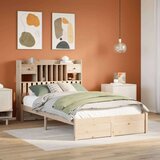 vidaXL Krevet s regalom za knjige bez madraca 135x190 cm od borovine | shoptok.hr