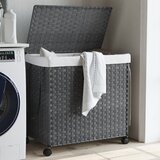 vidaXL Košara za rublje s kotačima siva 60 x 35 x 60 5 cm od ratana Cijene