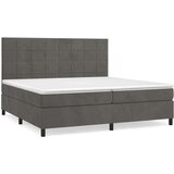  Box spring postelja z vzmetnico temno siva 200x200 cm žamet, (20900085) | Shoptok.si