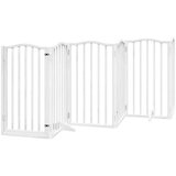 vidaXL Ograda za pse z vrati zložljiva 9 panelov bela 450 cm les | Shoptok.si