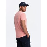 Ombre BASIC men's classic cotton tee-shirt with a v-neck - pink | shoptok.hr