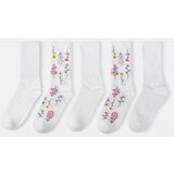 Sinsay Set bijelih čarapa s cvjetnim motivom i jednobojnih 5 pack | shoptok.hr