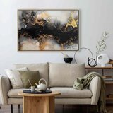  Slika - Golden explosions – abstract pattern inspired by marble 90x60 U prirodnom drvenom okviru | shoptok.hr