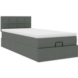 vidaXL Otomanski posteljni okvir z vzmetnico siv 90x200 cm blago | Shoptok.si