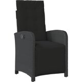 vidaXL Vrtni naslanjač z naslonom za noge črn poli ratan, (21023864) | Shoptok.si